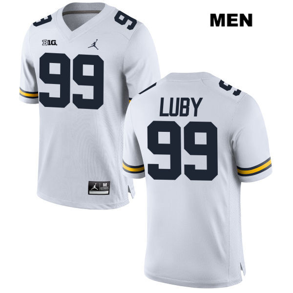 Men's NCAA Michigan Wolverines John Luby #99 White Jordan Brand Authentic Stitched Football College Jersey PU25E28YZ